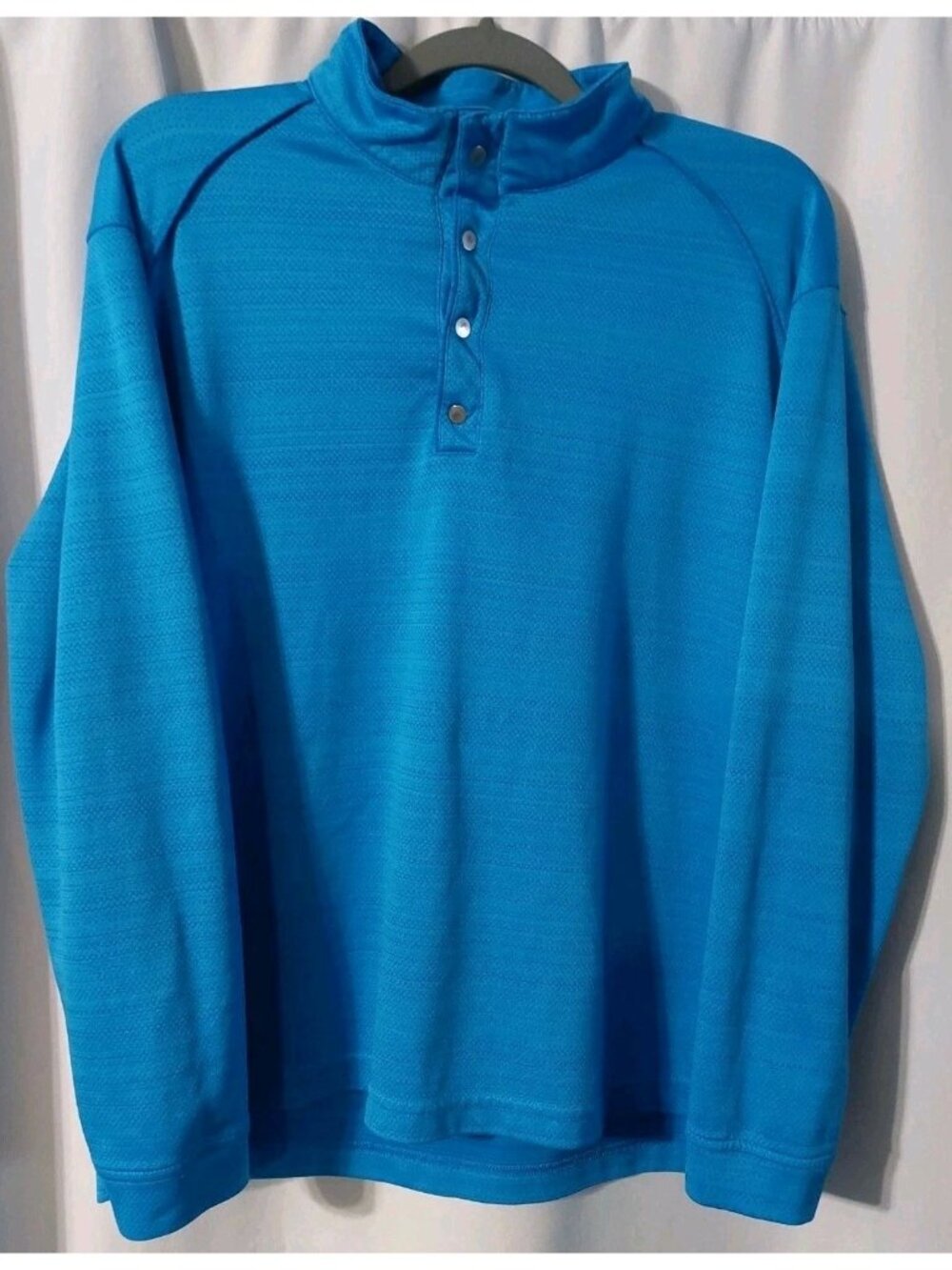 Pebble Beach Mens Shirt Size Medium Blue Performance 1/4 Button Up Pullover